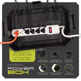 Manterio Power Box – Heavy-Duty Outdoor Electrical IP55 Weatherproof Cord Connection Box
