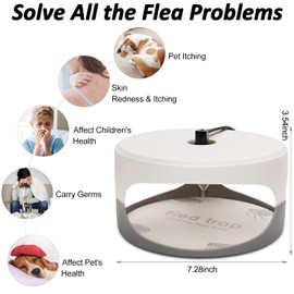 Flea Traps for Inside Your Home, 2 Pack Flea Trap with Sticky Pads Refills & Light Bulb Replacement, Odorless Natural Indoor Bed Bug Light Killer Insect Infestation Treatment Trap for Kids Pet