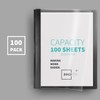 Binditek 100 Pack Clear Front Report Covers with 3 Prongs,