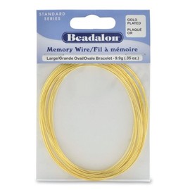 Beadalon Memory Wire Oval Bracelet Large Gold Plated, 0.35-Ounce