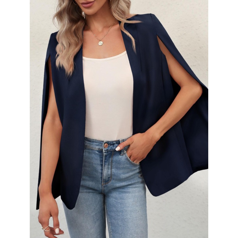 GAMISOTE Womens Cape Blazer Split Open Front Cloak Jacket Workwear