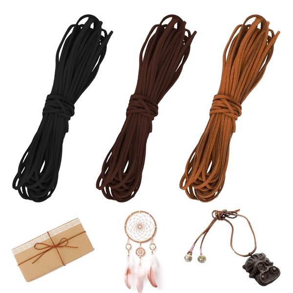 JIYIN Pack of 3 Leather Cord for Chains, 3 Colours,