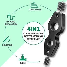 4 Pieces 4 in 1 Copper Tubing Brush 1/2 in and 3/4 in Copper Pipe Cleaner and Reamer Set Inner-outer Reamer Pipe and Tube Deburring Tubing Chamfer Tool for PVC PPR Brass Aluminum Pipes