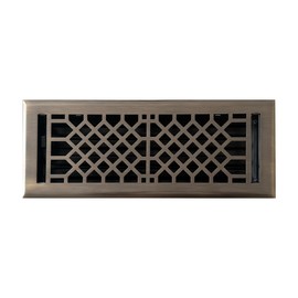 Empire Register Co, Vent Cover - 4x12 inch, Antique Style Design, Antique Brass Finish, Heavy Duty Floor Vent Covers, Metal Damper Attached. Vent Covers for Home Floor only.