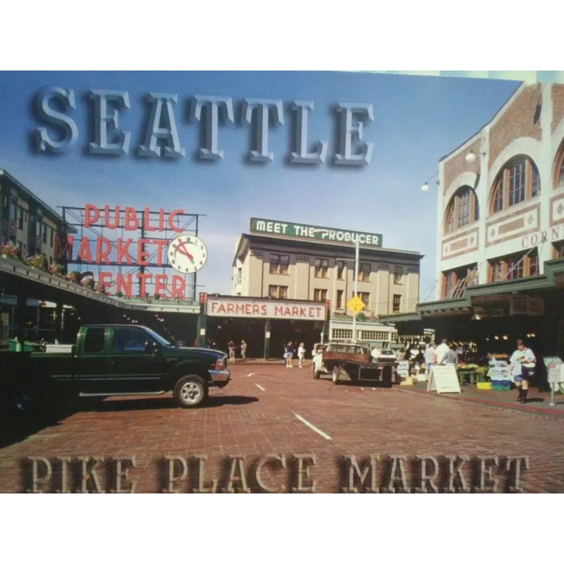 6.00 BEAUTIFUL POST CARD OVER THE PIKE'S PLACE MARKET SEATTLE