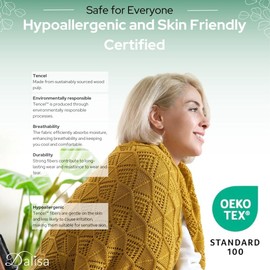 Dalisa Tencel™ Premium Throw Blanket - Soft, Breathable, 60x80 Inches Green, Crochet Lace, Oeko-Tex Certified, Snuggling & Lounging - Emily