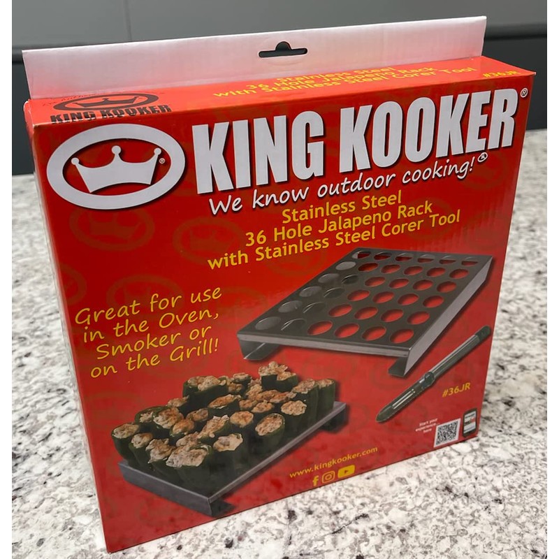 King Kooker 36JR Stainless-Steel 36-Hole Jalapeno Rack with Corer
