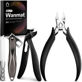 4Pcs Podiatrist Toenail Clippers for Thick & Ingrown Nails, Nail Clippers for Men for Seniors, Toe Nail Clippers Kit with Easy Grip Handle Wide Jaw Opening, Pedicure Grooming Tool, Wanmat