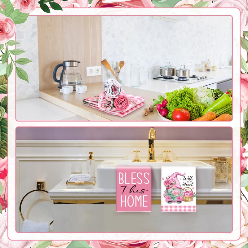 VitalCozy 6 Pcs Lavender Summer Kitchen Towel Set Funny Housewife