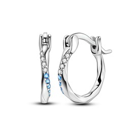 NARMO 925 Sterling Silver Earrings for Women Shining Cubic Zirconia Twist Line Hoop Earrings Lightweight Simple Huggie Earrings