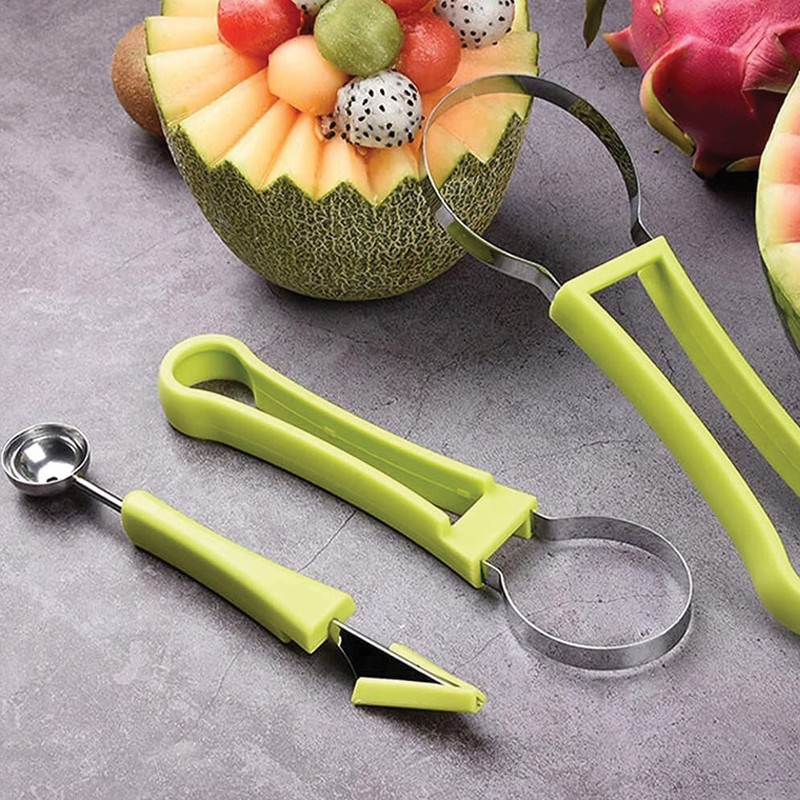 HIC Kitchen 4-in-1 Fruit Tool Set, Stainless Steel Blades