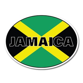 2 x 10cm Jamaica Oval Flag Vinyl Stickers - Jamaican Travel Holiday World Country Location Car Vehicle Decal Scrapbook Sticker #82412