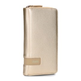 Zwei Large Women's Wallet M.Wallet MW2 Soft Faux Leather Wallet with Zip Around 15 Card Slots, 2 Note Compartments, Coin Compartment & Viewing Compartment, gold, Modern