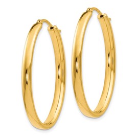 Real 925 Sterling Silver Yellow Gold-Plated Oval Tube Hoop Earrings - 34mm x 24mm