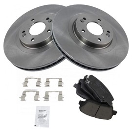 TRQ Front Brake Pad & Rotor Kit Brake Pads Brake Rotor Ceramic Compatible with 2013-2016 Hyundai Santa Fe Sport 2014 Kia Sorento