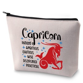 BLUPARK Zodiac Sign Cosmetic Bag Horoscope Makeup Bag 12 Constellation Birthday Gift for Astrology Lover (Capricorn)
