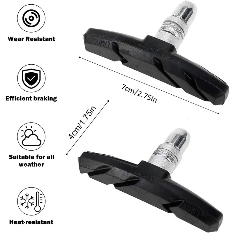 TUHDWJ 2 Pairs V Bike Brake Pads, 70mm V Brake