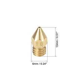 uxcell 5pcs 3D Printer Nozzle,Brass Nozzle 1mm,Extruder Print Head for Filament 1.75mm M6 3D Printer