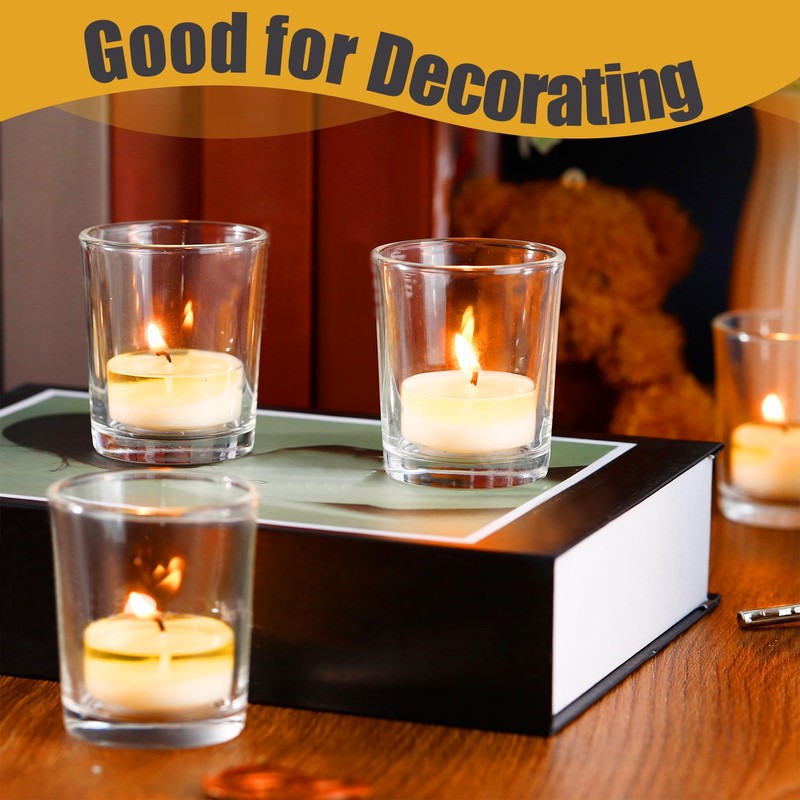 Jeffbaubl 12 Pack Votive Candle Holders, Clear Glass Tealight Candle
