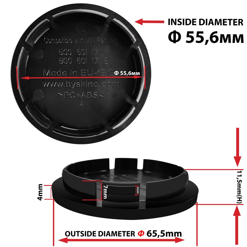 Biomar Labs VW 5G0601171 Volkswagen 66mm Black No Fear Eyes
