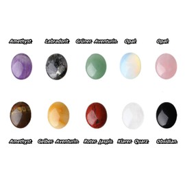 GUJOXILA 40 Pieces Crystal Gemstones Set Oval Healing Crystal Stones Bag Polished Chakra Healing Stone Energy Balancing Meditation Thumb Worry Stone for Anxiety Relief