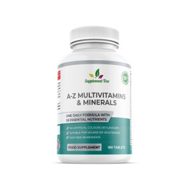 A-Z Multivitamins and Minerals Tablets - 180 Vegan Multivitamin Tablets (6 Months Supply) - One a Day 26 Nutrients Multivitamins and Multi Minerals Pills for Men & Women - UK Manufactured