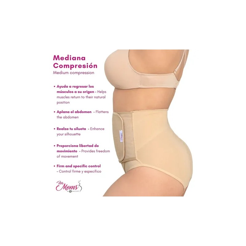 For Moms Panty Faja Postparto Nude Alta Compresión Ajustable Talla