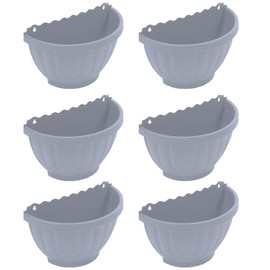 TENLITE SET OF 6 - Etruscan Wall Basket 𝐒𝐎𝐅𝐓 𝐆𝐑𝐄𝐘 Semicircle Modern Wall-Mounting Indoor Outdoor Planter Basket Flower Pot For Balcony, Home, Bedroom, Living Room, Office & Garden.