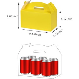 Aosric 12 pcs Party Favor Boxes, 9.45x5x5 Inch Yellow Treat Boxes, Gable Boxes Candy Boxes Goodie Boxes Paper Gift Boxes with Handles for Construction Party Decoration Baby Shower Wedding
