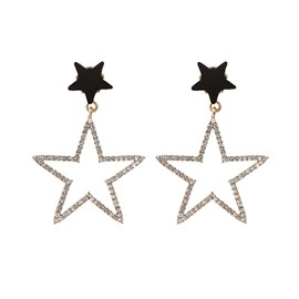 Blingsoul Silver Star Earrings – Elegant Dangle Style Stars Silver Rhinestone Earrings for Women | [J100018] Star Earring