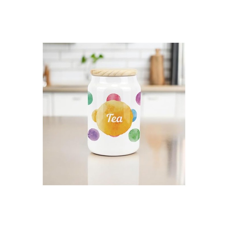 Purely Home Polka Dots Ceramic Tea Storage Canister - Multicoloured