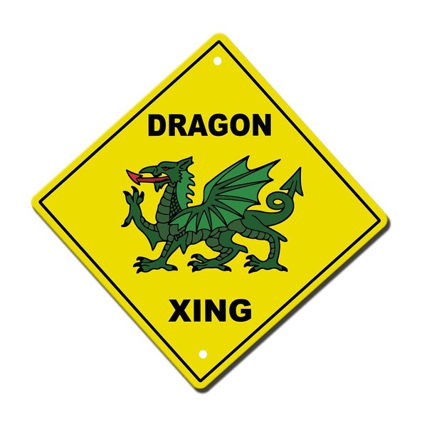 Fastasticdeals Dragon Crossing Imaginary Animal Metal Aluminum Novelty Sign 12 in x 12 in