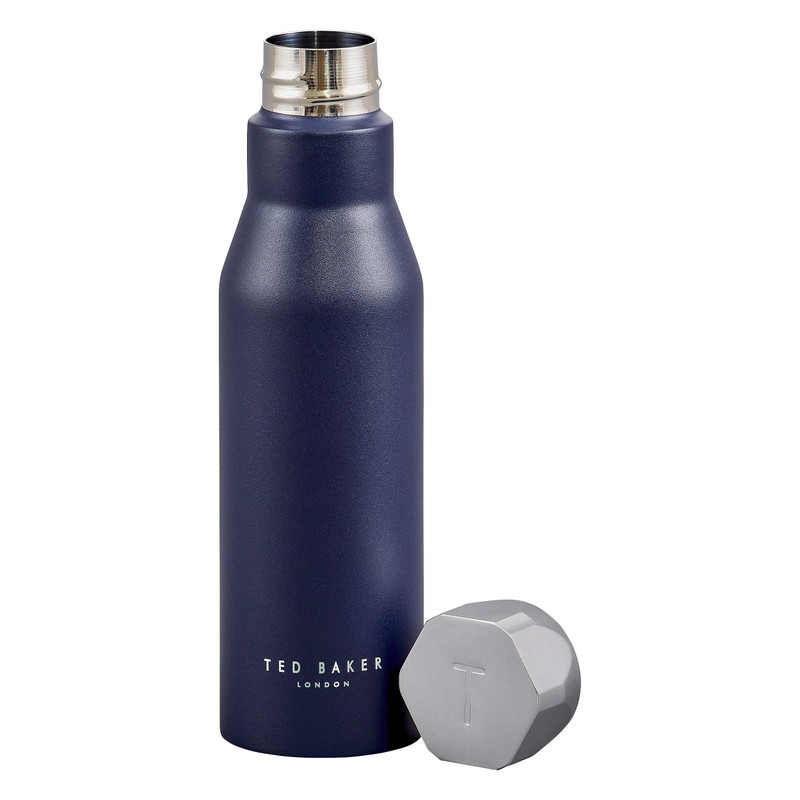 Ted Baker TED586 Navy Water Bottle, 18/8 Stainless Steel, 425