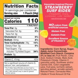 Jamba Fruit Flavored Snacks, Strawberry Surf Rider, Smoothie Inspired Flavors, Gluten Free Snack, 16.8 oz (14 Pouches)