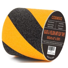COSIMIXO 6" x 35Ft Black&Yellow Heavy Duty Anti Slip Tape for Stairs Outdoor/Indoor Waterproof Grip Tape Safety Non Skid Roll for Stair Steps Traction Tread Staircases Anti-Slip Strips