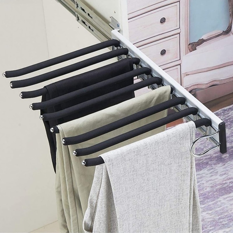 mopam Pull Out Trousers Rack 9 Arms Retractable Closet Pants