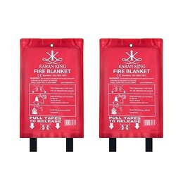 KARAN KING - 2 Pack Premium Fire Blanket for Ultimate Fire Safety Flame-Retardant Protection for Home, Kitchen, Caravans, Garages - Heat-Resistant, Versatile, and Quick Unfolding with Loops