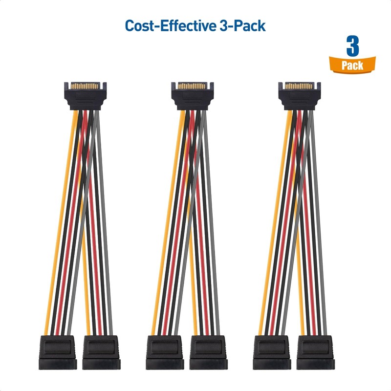 Cable Matters SATA Power Splitter 3 Pack 20cm SATA Power