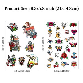 CARGEN Vintage Temporary Tattoo Sailor Jerry Temporary Tattoos Traditional Tattoo Cool Classic Old School Sticker for Men Women Boys Girls Party Waterproof