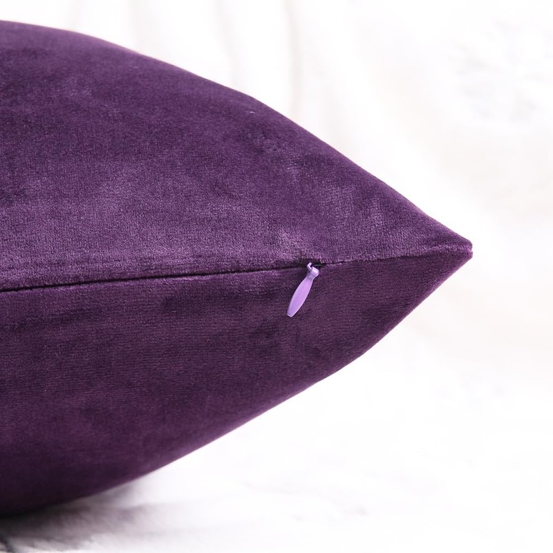 CXTAI 2x Purple Velvet Cushion Covers Decorative Square Throw Pillow