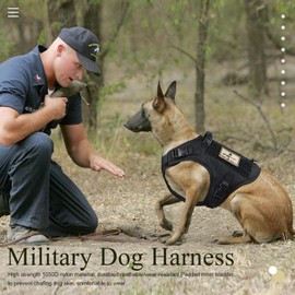 Tactical Dog Vest Harness, Outdoor Training Service Dog Vest Adjustable Military Working Dog Vest with Molle System and Rubber Handle (XL=26.8"-30.7" Chest (Adjustable), Black)