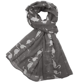 GFM® Flaming Birds Printed Scarf- All Seasons Scarf (Flamingo Grey)(FMG-80-GHBH)