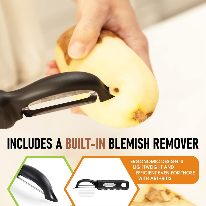 Spring Chef Premium Swivel Vegetable Peeler, Soft Grip Handle and