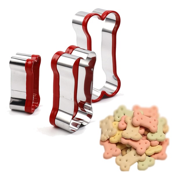 3 Pieces: Dog Bone Cookie Cutter; Dog Cookie Cutter; Dog