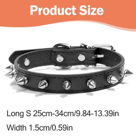 1 Pcs Spiked Studded Dog Collar, Black PU Leather Dog Collar for Small Dogs, Stylish Rivet Puppy Collar Safe Adjustable Leather Dog Chain for Decoration and Bite Prevention Pet Accessories