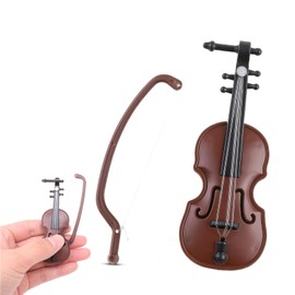 Worlds Smallest Violin Miniature Violin Wooden Model Violin Keychain Mini Musical Ornament Toy Office New Year Gifts for Decorating Dollhouse Home