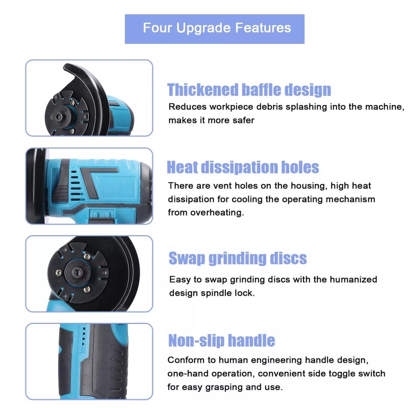 Zistel 12V Brushless Cordless Angle Grinder Set with Li-ion Battery
