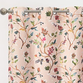 DriftAway Lauren Colorful Watercolor Tree Pattern Energy Saving Thermal Insulated Blackout Lined Grommet Window Curtain 2 Panels for Living Room Bedroom 52 Inch by 63 Inch Blush