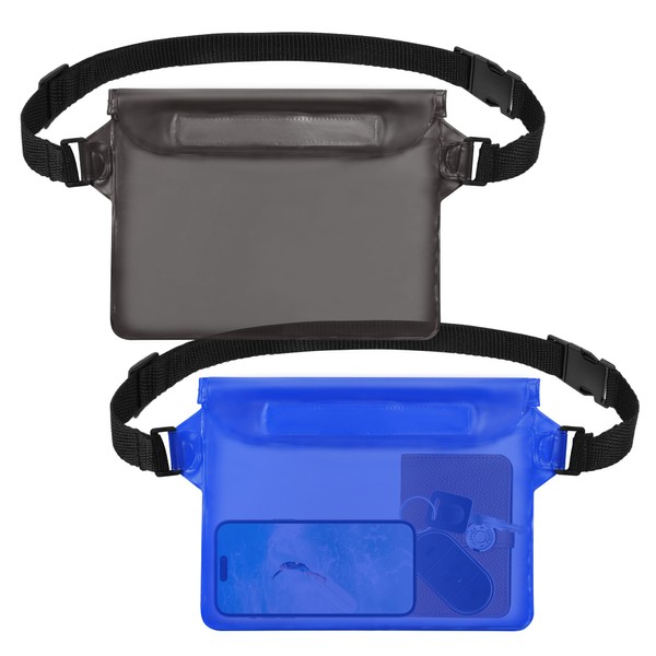 jealkip 2-Pack Waterproof Pouch with Adjustable Waist Strap, Waterproof Dry