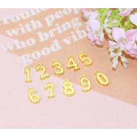 Shapenty 0-9 Figures Number Charms Alloy Metal Pendants Charms Bulk for Keychain Earrings Bracelets Necklace Jewelry Making Accessories DIY Craft Gift Decoration, 80PCS (Gold)